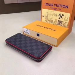 Louis Vuitton LV香港中文版官网男士长款钱包Damier Graphite ZIPPY拉链竖款钱夹N633...