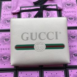 Gucci/古奇全皮标识印花皮革中号手拿包500981