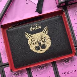 Gucci/古奇代购新款真皮印花猫头手拿包516928