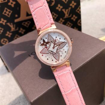 lv限量版女款腕表TAMBOUR SLIM STAR BLOSSOM 28石英手表