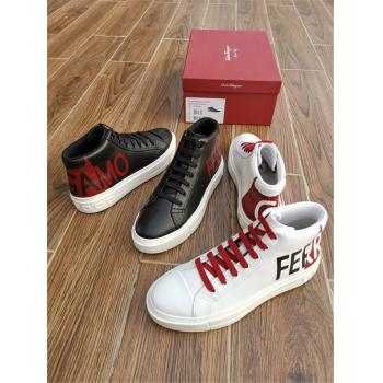 Ferragamo官网菲拉格慕男鞋新款真皮印话高帮鞋休闲鞋02B85