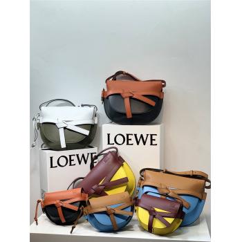 LOEWE罗意威女包价格图片新款拼色拼接真皮Gate马鞍包