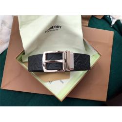 Burberry/巴宝莉男士皮带新款专属标识图案皮革3.5CM腰带