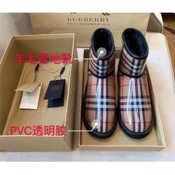 Burberry/巴宝莉官网正品女靴经典格纹PVC/真皮雪地靴