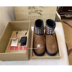 Burberry/巴宝莉中文官网女靴经典格纹拼接磨砂牛皮雪地靴