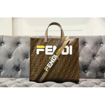 fendi中国官网芬迪女包新款拼色字母LOGO购物袋托特包8BH357