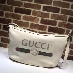 GUCCI古驰官网旗舰店女包真皮GG标识印花复古半月饺子大号单肩包523588