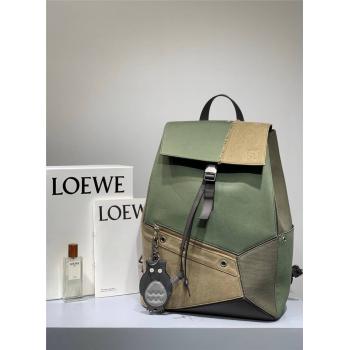 loewe西班牙官网罗意威男士双肩包军旅风拼接拼色Puzzle Backpack背包