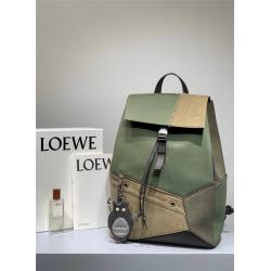 loewe西班牙官网罗意威男士双肩包军旅风拼接拼色Puzzle Backpack背包