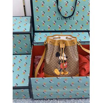 正品古奇官网女包新款米奇老鼠联名款Disney x Gucci小号水桶包602691