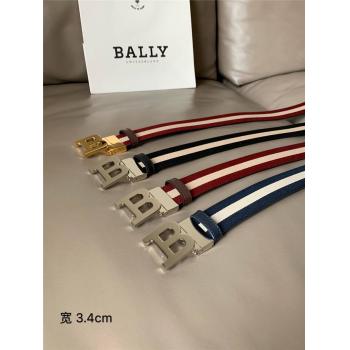 BALLY/巴利中文官网经典款Tamal条纹金属字母B扣男士皮带腰带