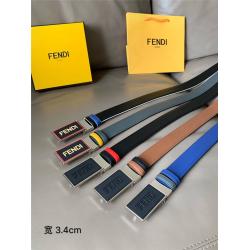 Fendi/芬迪中文官网皮带新款男士双面牛皮LOGO徽标旋转扣头腰带