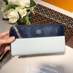 tory burch/托里伯奇TB官网长款钱包水波纹拼色Robinson拉链钱夹