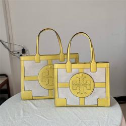 tory burch/托里伯奇美国代购TB女包帆布拼皮大LOGO Ella托特包购物袋