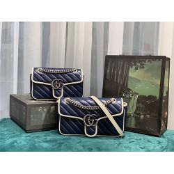 GUCCI古驰最新款包包蓝色GG Marmont系列小号肩背包446744/443497