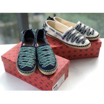 tory burch/托里伯奇TB女鞋帆布LOGO GROSGRAIN ESPADRILLE渔夫鞋