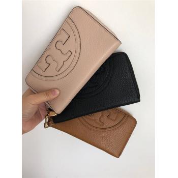 tory burch/托里伯奇官网TB美国代购网站新款摔纹真皮长款拉链钱包