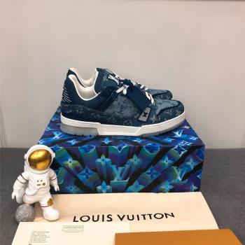 路易威登LV官网中文版男鞋新款Monogram牛仔布TRAINER 运动鞋1A7S51