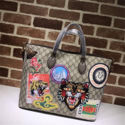 GUCCI古驰中国官网女包刺绣徽标虎头Courrier系列托特包购物袋474085