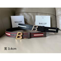 BALLY/巴利官网正品男士皮带经典款时尚条纹拼接真皮3.4CM腰带