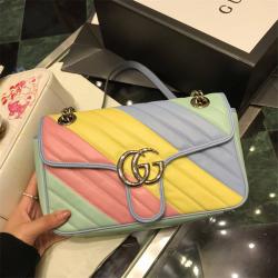 gucci中国官方网古驰新款女包限量马卡龙GG Marmont系列小号链条单肩包443497