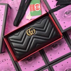 gucci男士钱包古驰世界奢侈品真皮GG Marmont系列大号拉链钱包474814