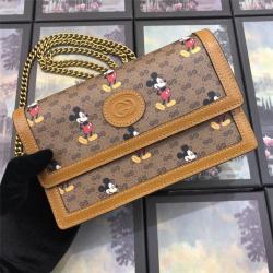 古琦gucci官网古驰新款Disney x Gucci联名款米奇印花WOC翻盖链条包602531