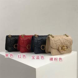 Ferragamo/菲拉格慕中文官网女包新款真皮Gancini绗缝翻盖包21H153