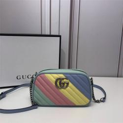 GUCCI古驰包包价格新款彩虹色GG Marmont系列小号相机包447632