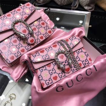 GUCCI古驰中国官网新款爱心印花情人节限定Dionysus系列挚爱款酒神包