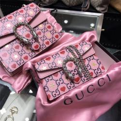 GUCCI古驰中国官网新款爱心印花情人节限定Dionysus系列挚爱款酒神包