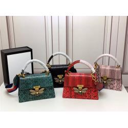 GUCCI古驰网站新款Queen Margaret系列小号蛇皮手提包476541