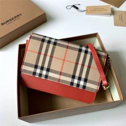 Burberry/巴宝莉Vintage格纹帆布拼皮革斜背包80246151/80207571