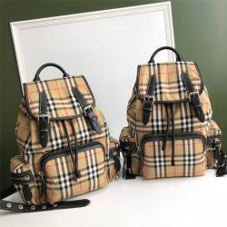 Burberry/巴宝莉专柜价双肩包Rucksack Vintage格纹拼皮革军旅背包