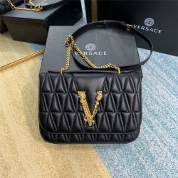 Versace/范思哲中国官网正品女包新款羊皮VIRTUS绗缝单肩包