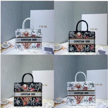 DIOR迪奥官网奢侈品女包刺绣印花帆布花朵BOOK TOTE手袋购物袋
