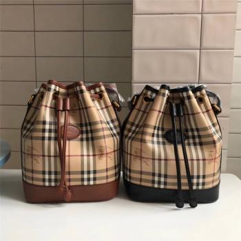 burberry官网巴宝莉经典款女包中古战马抽绳水桶包