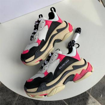 Balenciaga巴黎世家鞋子官网女款老爹鞋复古做旧TRIPLE S 运动鞋524039