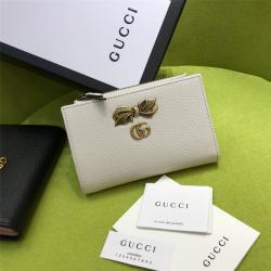 GUCCI古驰官网旗舰店女包真皮金属蝴蝶结GG中款对折钱包524300