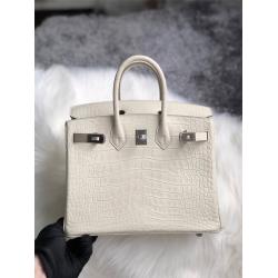 hermes法国官网爱马仕顶级定制雾面框框美洲鳄鱼皮Birkin25cm铂金包