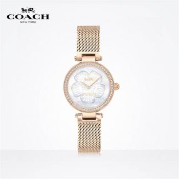 COACH/蔻驰官网正品腕表PARK系列母贝表盘水晶镶嵌编织链石英手表