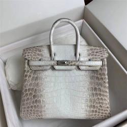 Hermes/爱马仕专柜官网鳄鱼皮Birkin 25cm Himalaya 喜马拉雅铂金包