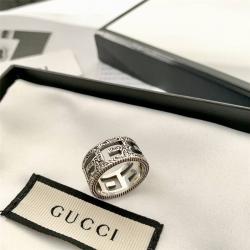 GUCCI古驰奢侈品代购网站方形G图案纯银戒指指环551917/551918