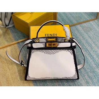 fendi官网价格芬迪加州天空印花PEEKABOO ICONIC中号手袋8BN290