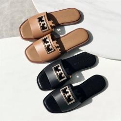 tory burch/托里伯奇美国官网TB鞋子新款真皮LOGO方扣真皮拖鞋