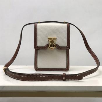 burberry中文官网巴宝莉Robin棉质帆布拼皮革洛宾包手机包80316491