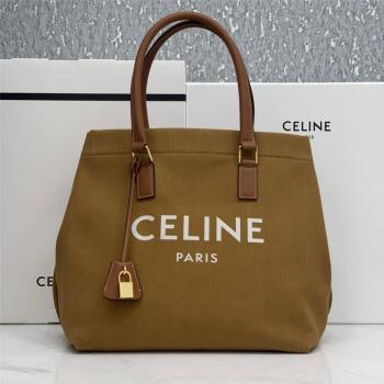 celine帆布包女包价格思琳CABAS横款LOGO印花帆布拼皮手袋购物袋192162