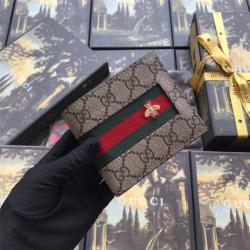 GUCCI古驰官网旗舰店男士短款蜜蜂GG Supreme两折钱包408827