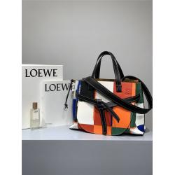 LOEWE高仿罗意威拼色拼接真皮Gate top handle手提单肩包