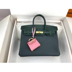 Hermes爱马仕包包正品牛皮拼鳄鱼皮Birkin Touch 25铂金包